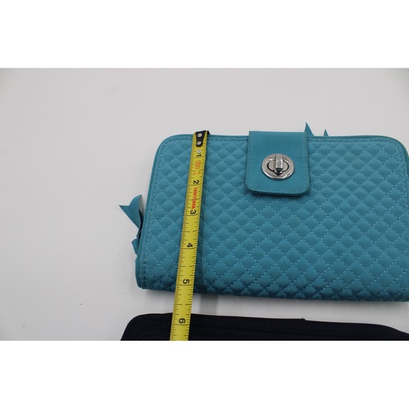 Lot of 2 Vera Bradley Quilted Wallet Navy Blue Wristlet Zip Around Pockets RFID - Picture 7 of 11
